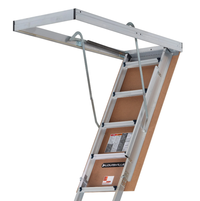 LOUISVILLE LADDER 25.5X54 ALUMINUM FIRE RATED ATTIC LADDER, 375