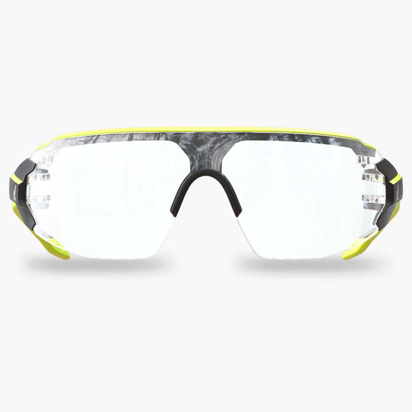 Edge Taven Safety Glasses - Black Frame with Hi-Vis Yellow TPR/Vapor Shield Clear Lenses