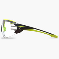 Edge Taven Safety Glasses - Black Frame with Hi-Vis Yellow TPR/Vapor Shield Clear Lenses
