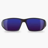 Edge Kazbek Z87+ Rated Safety Glasses- Black Frame/ Polarized Aqua Precision Blue Mirror Lens