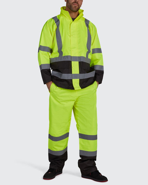 High Visibility Waterproof Rain Jacket w/ Teflon Fabric Protector