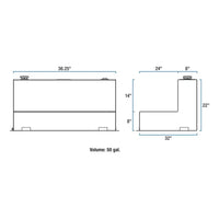 50 - GALLON L - SHAPE BRIGHT ALUMINUM TRANSFER TANK #TT - 50 - L - T - P - American Ladders & Scaffolds