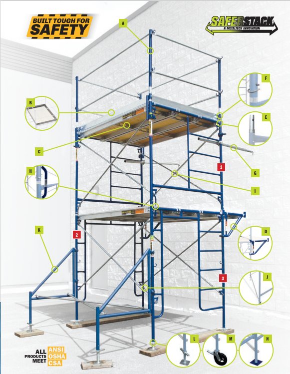 7 FT X 5 FT X 10 FT 2-STORY SAFERSTACK SCAFFOLDING WITH 24 IN. LEVELING ...