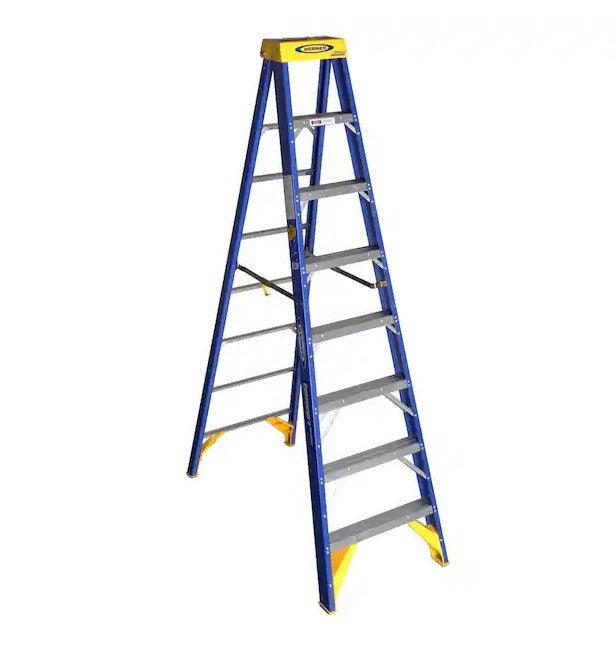 8 ft. Fiberglass Contractor JobStation Step Ladder with 375 lb. Load ...
