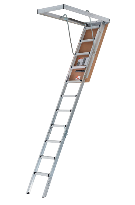 LOUISVILLE LADDER 25.5X54 ALUMINUM FIRE RATED ATTIC LADDER, 375