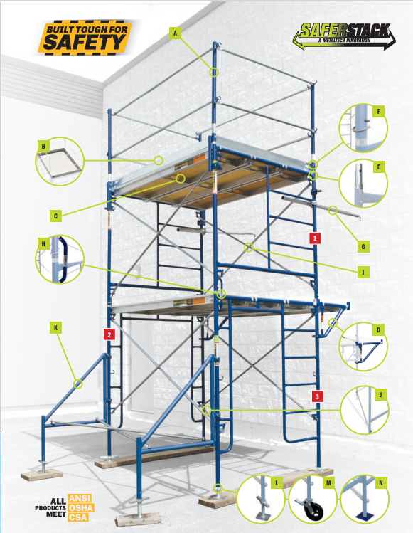 7 FT X 5 FT X 10 FT 2-STORY SAFERSTACK SCAFFOLDING WITH 24 IN. LEVELIN ...