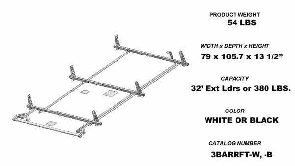 Adrian Steel 3 Bar Utility Rack with Roller - White - American Ladders & Scaffolds