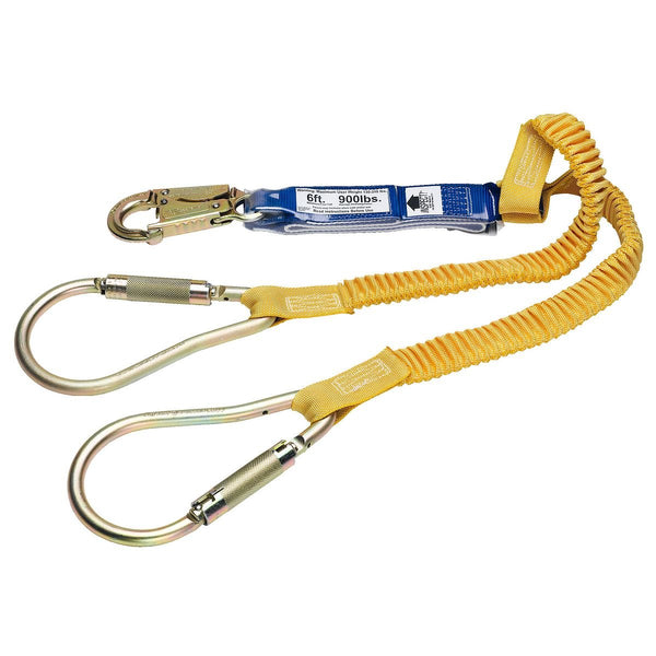 DeCoil Stretch Twinleg Lanyard (Snaphook and 2" Carabiners) - 6' - American Ladders & Scaffolds