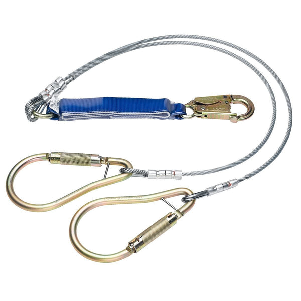 DeCoil Twinleg Lanyard (Cable, Snaphook and 2" Carabiners) - 6' - American Ladders & Scaffolds