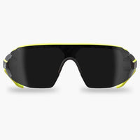 Edge Taven Safety Glasses - Black Frame with Hi - Vis Yellow TPR/Vapor Shield Smoke Lenses - American Ladders & Scaffolds