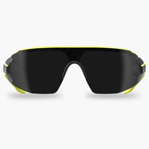 Edge Taven Safety Glasses - Black Frame with Hi - Vis Yellow TPR/Vapor Shield Smoke Lenses - American Ladders & Scaffolds