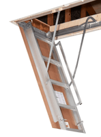 LOUISVILLE LADDER 22.5X63 FIRE RATED ALUMINUM ATTIC LADDER, 375 - POUND LOAD CAPACITY, AL2240LG - R5FT - American Ladders & Scaffolds
