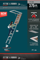 LOUISVILLE LADDER 25.5X54 ALUMINUM FIRE RATED ATTIC LADDER, 375 - POUND LOAD CAPACITY, AL2540MG - FT - American Ladders & Scaffolds