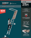 LOUISVILLE LADDER 25.5X63 FIRE RATED ALUMINUM ATTIC LADDER, 375 - POUND LOAD CAPACITY, AL2540LG - R5FT - American Ladders & Scaffolds