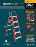 LOUISVILLE LADDER 4 - FOOT FIBERGLASS STEP LADDER, TYPE IAA, 375 - POUND LOAD CAPACITY, FS14XXHD - American Ladders & Scaffolds