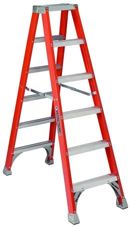 LOUISVILLE LADDER FIBERGLASS TWIN FRONT STEP LADDER, TYPE IA, 300-POUND LOAD CAPACITY,