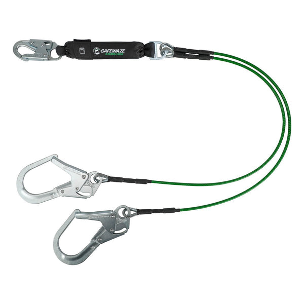 Safewaze Leading Edge 6' Energy Absorbing Lanyard: Dual Leg, Rebar Hooks - American Ladders & Scaffolds