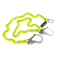 Safewaze PRO 6' Stretch Internal Energy Absorbing Lanyard: Dual Leg, Rebar Hooks - American Ladders & Scaffolds