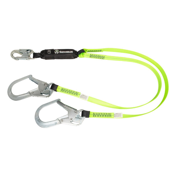 Safewaze PRO Energy Absorbing Lanyard: Dual Leg, Rebar Hook - American Ladders & Scaffolds