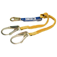 Werner C441200 6FT DECOIL STRETCH TWINLEG LANYARD (DCELL SHOCK PACK, ELASTIC WEB, SNAP HOOK, REBAR HOOK) - American Ladders & Scaffolds